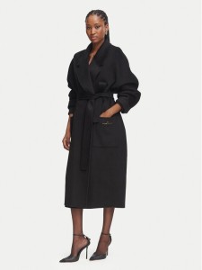 Elisabetta Franchi Płaszcz wełniany CP-01D-66E2-V850 Czarny Regular Fit