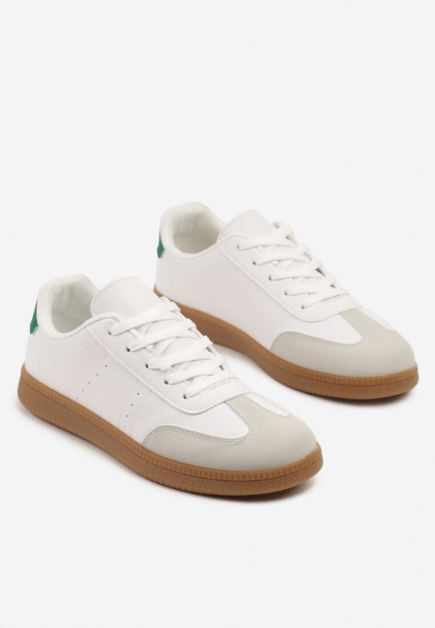 Białe Sneakersy w Stylu Tenisówek z Perforacją Reiaris