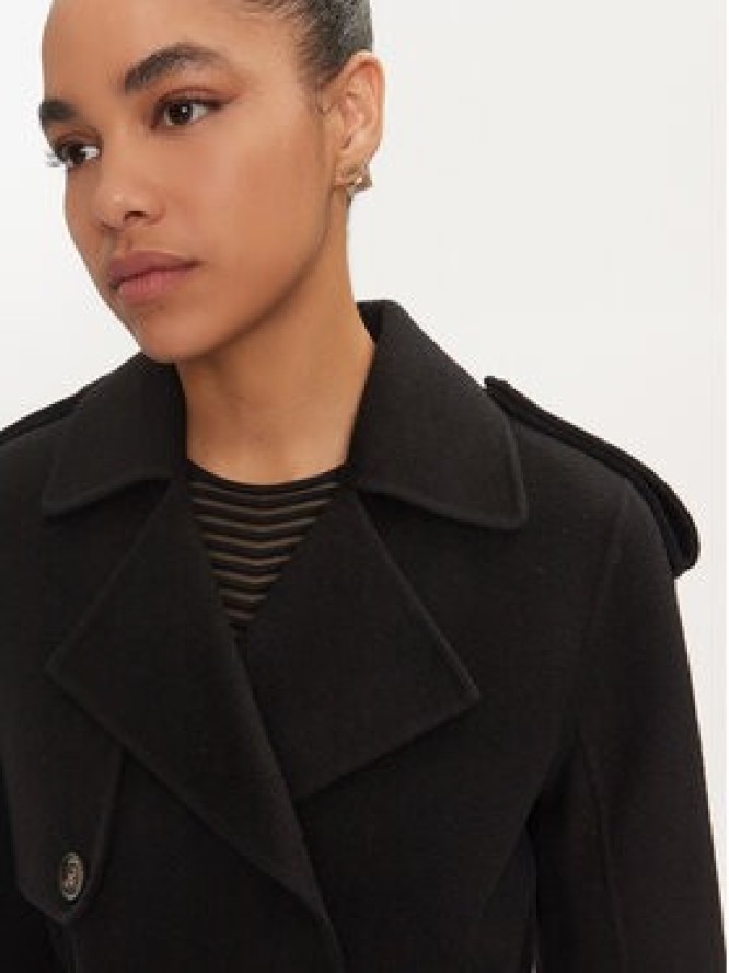 Elisabetta Franchi Płaszcz wełniany CP-57D-46E2 Czarny Regular Fit