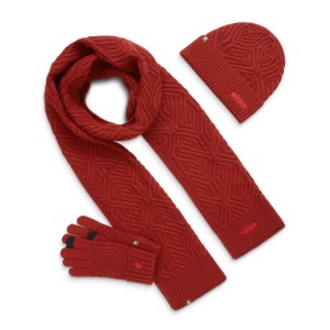 Zestaw czapka, szalik i rękawiczki Fitness Siroko Triad Pumpkin Red