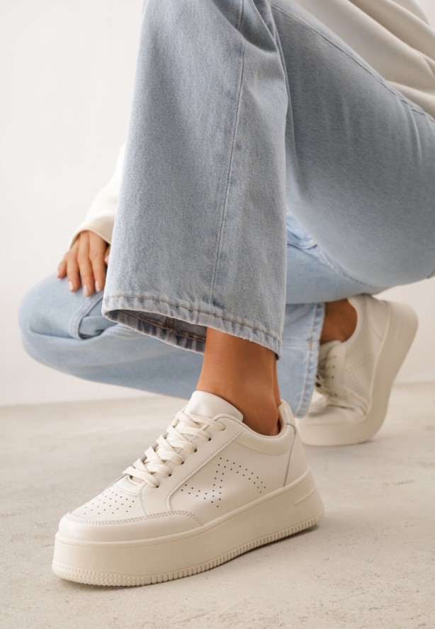 Beżowe Sneakersy na Platformie Agnenia
