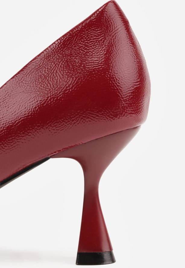 Bordowe Klasyczne Czółenka Vices na Klepsydrowym Obcasie ze Skórzaną Wkładką Dodvira