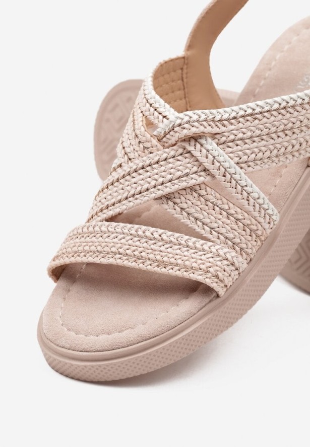 Różowe Sandały z Plecionymi Paskami Finozi