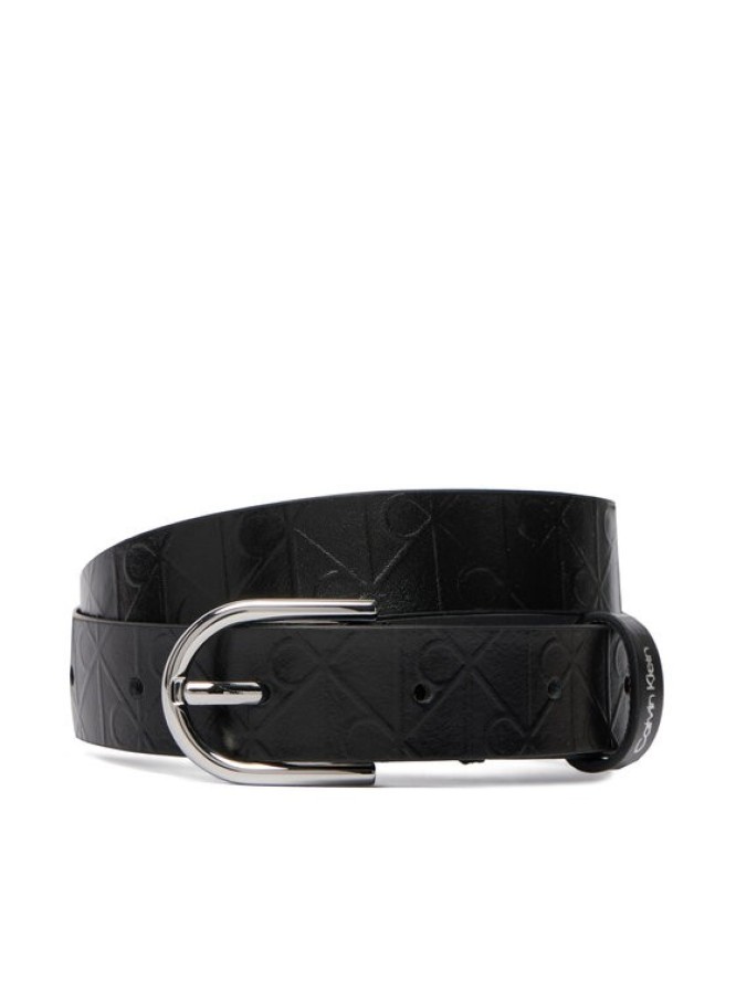 Calvin Klein Pasek Damski Round Buckle Debossed LV04F7143G Czarny