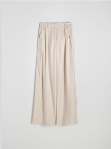 Błyszczące spodnie z wiskozą - beżowy