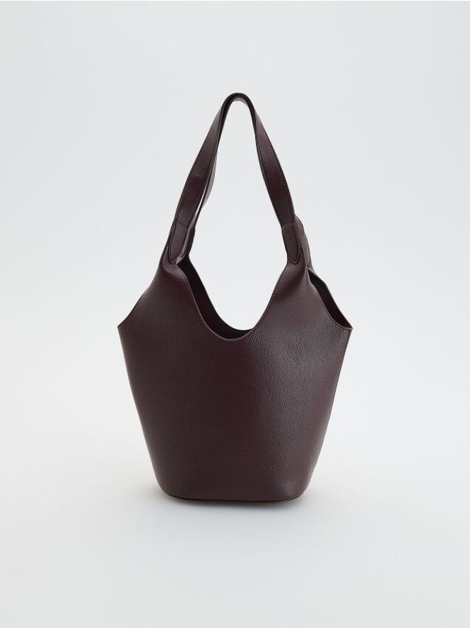 Torebka koszyk z woreczkiem - mahoniowy