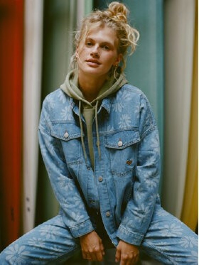 Roxy Kurtka jeansowa Salty Horizon ERJJK03700 Niebieski Regular Fit