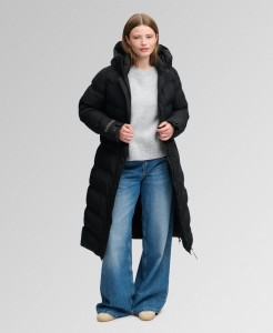 superdry Długa Pikowana Kurtka City Chevron - Czarna