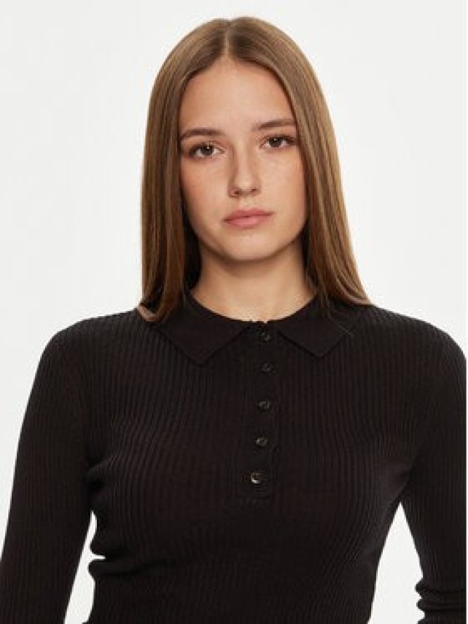 Brave Soul Sweter LK-248POLOBLK Czarny Slim Fit