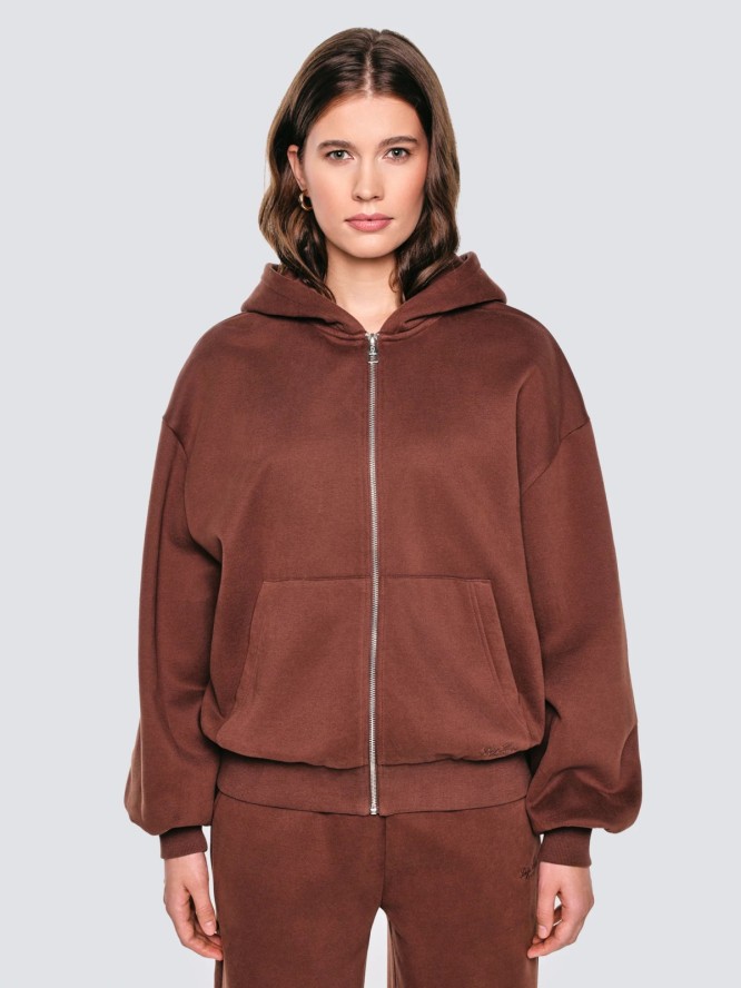 Bluza damska rozpinana z kapturem brązowa Marta 804