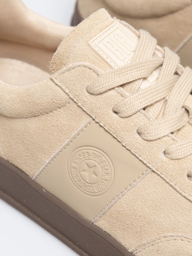 Sneakersy damskie ze skóry naturalnej zamszowej beżowe SS274689 801