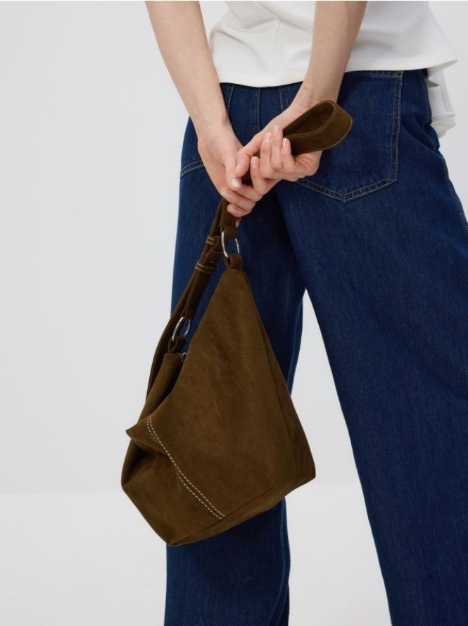 Torebka crossbody z imitacji zamszu - zielony