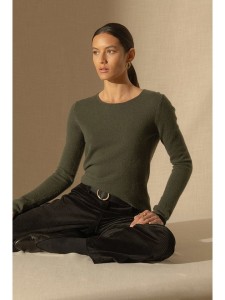 Perfect Cashmere Kaszmirowy sweter "Oprah" w kolorze khaki rozmiar: S
