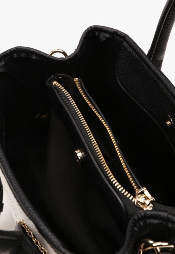 Czarno-Biała Niewielka Torebka z Trzema Komorami i Regulowanym Paskiem Ayslin