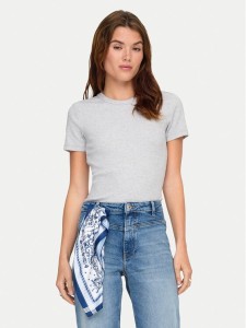 ONLY T-Shirt Val 15339774 Szary Slim Fit