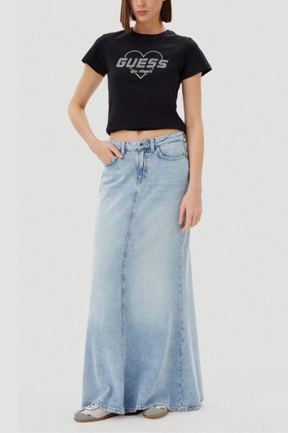 GUESS Czarny damski t-shirt Narciso, Rozmiar XS