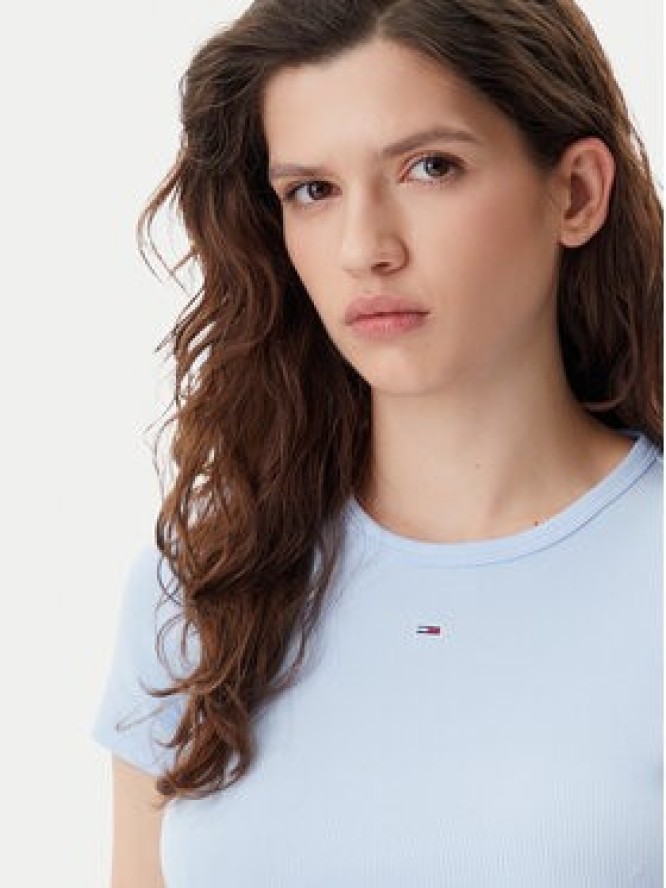 Tommy Jeans T-Shirt Essential DW0DW17383 Błękitny Slim Fit
