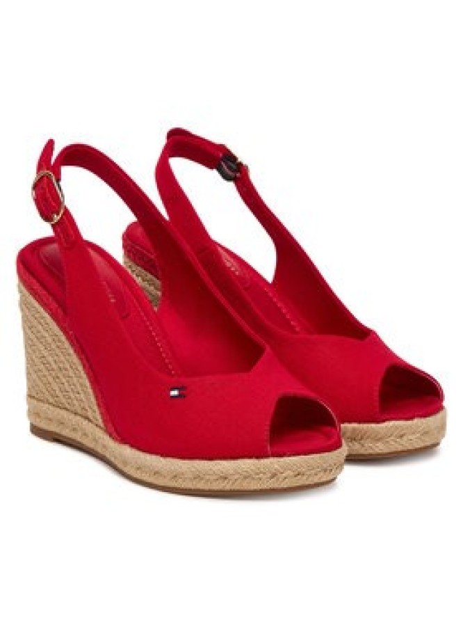 Tommy Hilfiger Espadryle Flag High Wedge Espad Slingback FW0FW09343 Czerwony