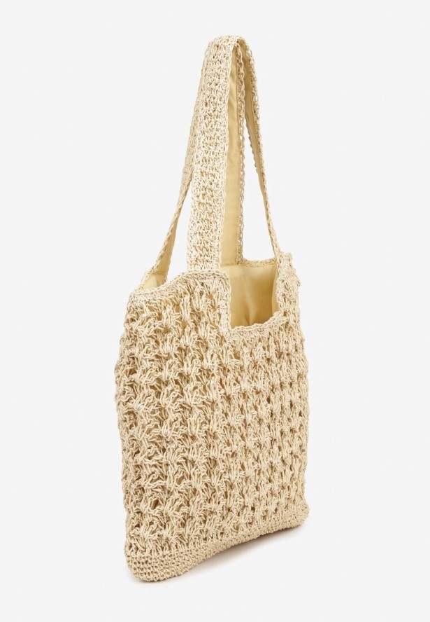 Beżowa Torebka Shopperka z Plecionki Galtera