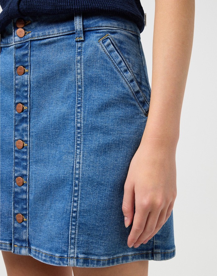DAMSKA SPÓDNICA WRANGLER DENIM MINI SKIRT MID WASH 112352524
