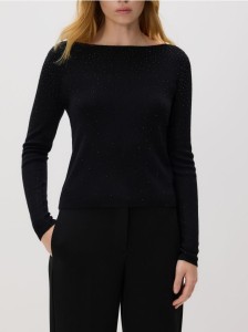 Sweter z błyszczącą aplikacją - czarny