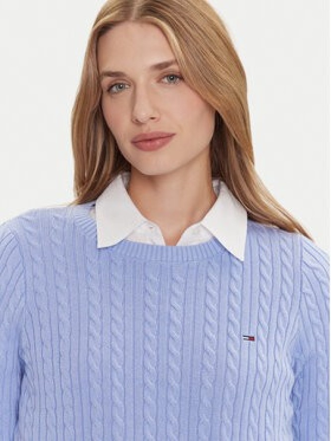 Tommy Jeans Sweter Cable Essential DW0DW22165 Niebieski Regular Fit