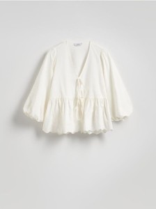 Bluzka z dodatkiem lnu - biały