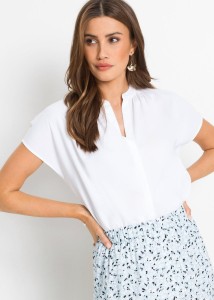 Bluzka z krótkim rękawem i krytą plisą guzikową