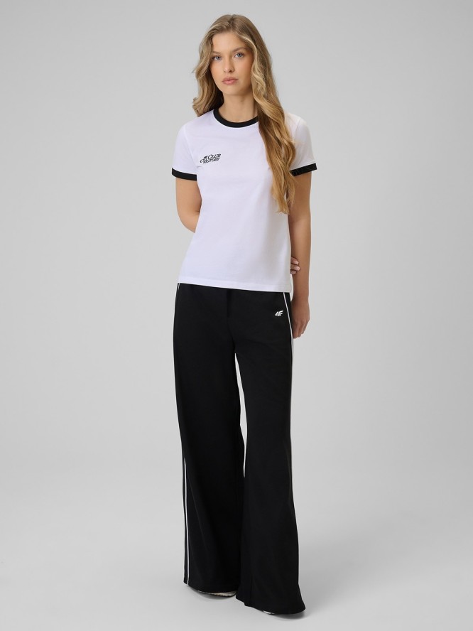 4F T-shirt regular z nadrukiem damski - biały L