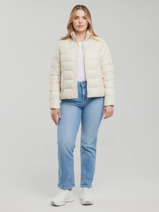 Kurtka damska pikowana ze stójką kremowa Delina 103