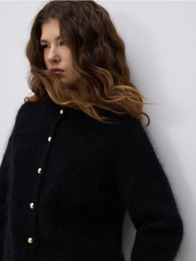 Kardigan z moherem - czarny