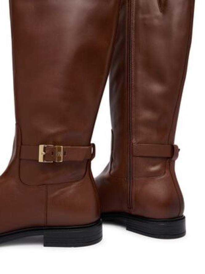 Tommy Hilfiger Kozaki Th Buckle Leather Knee Boot FW0FW09572 Brązowy