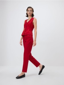 Spodnie cygaretki z wiskozą - czerwony