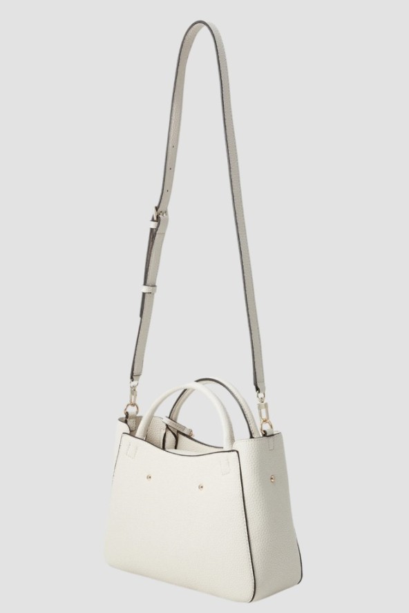 GUESS Biała torebka damska klasyczna SML Girlfriend Satchel