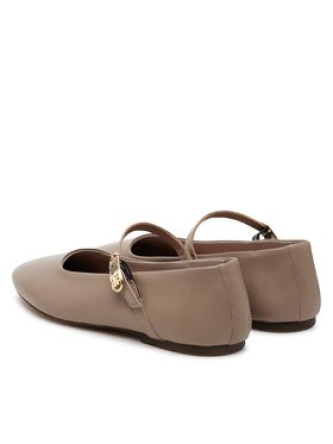 Tommy Hilfiger Baleriny Leather Maryjane Ballerina FW0FW08651 Beżowy