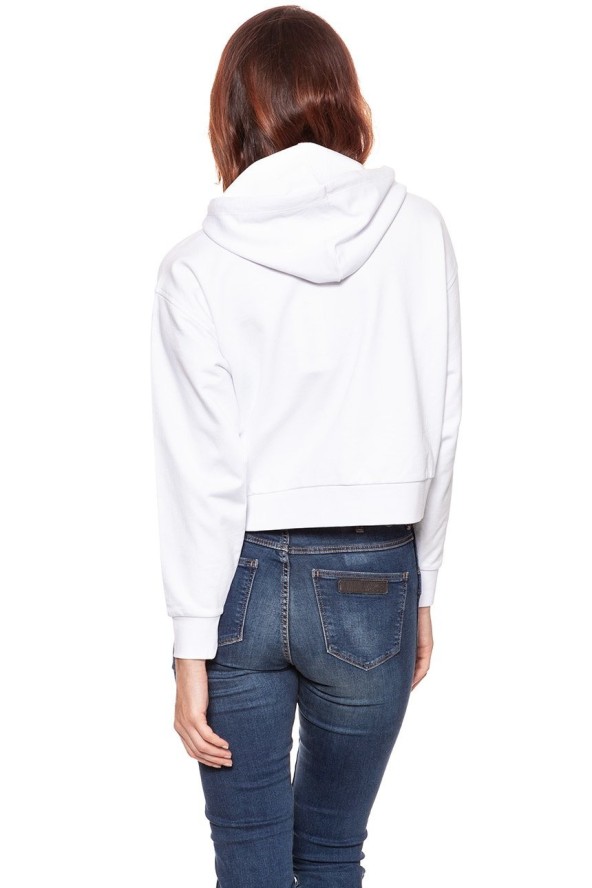 BLUZA WRANGLER DAMSKA CROPPED HOODY WHITE W6073HP12 112130434