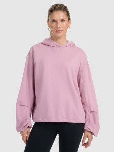 4F Bluza dresowa nierozpinana z kapturem damska - różowa S