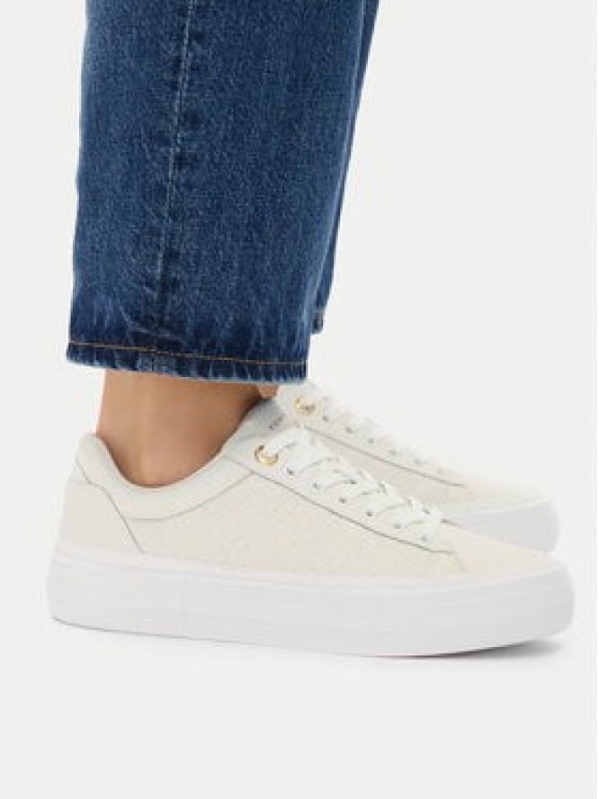 Tommy Hilfiger Sneakersy Th Platform Sneaker Quilted FW0FW09265 Écru