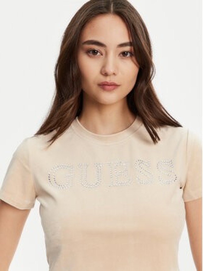 Guess T-Shirt V3BI01 K0232 Beżowy Regular Fit