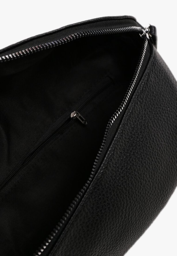 Czarna Nerka z Materiałowym Paskiem w Mozaikowe Wzorki Delavinea