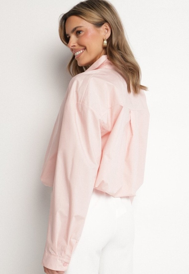 Różowa Bawełniana Koszula i Top na Ramiączkach z Koronką Odarriva