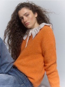 Sweter z dodatkiem wełny - pomarańczowy