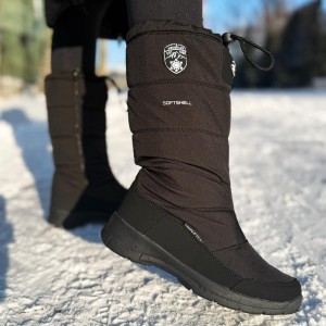 Czarne zimowe śniegowce damskie z membraną American Club Softshell Sn11,Sn84