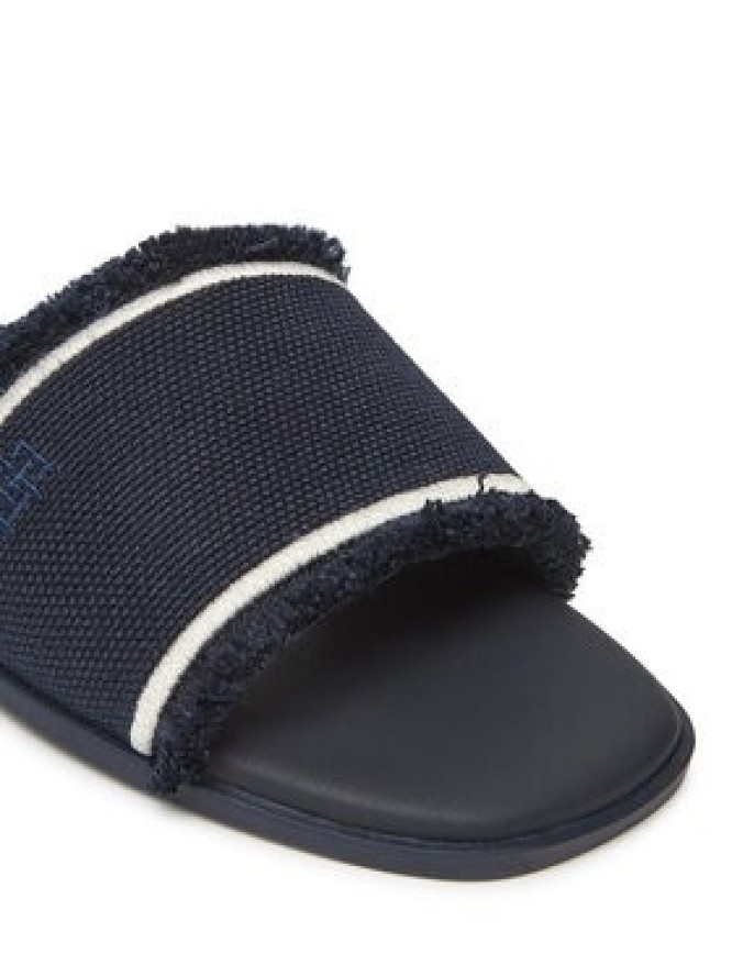 Tommy Hilfiger Klapki Fringe Canvas Flat Sandal FW0FW08908 Granatowy