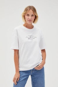Bawełniany biały t-shirt z napisem