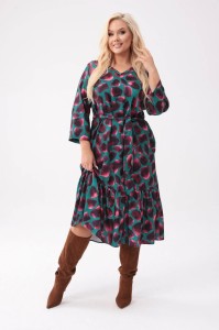 Oversize'owa sukienka Laura - stylowa propozycja z artystycznym wzorem PLUS SIZE XXL OVERSIZE