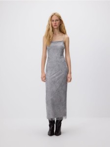 Sukienka midi z aplikacjami - jasnoszary