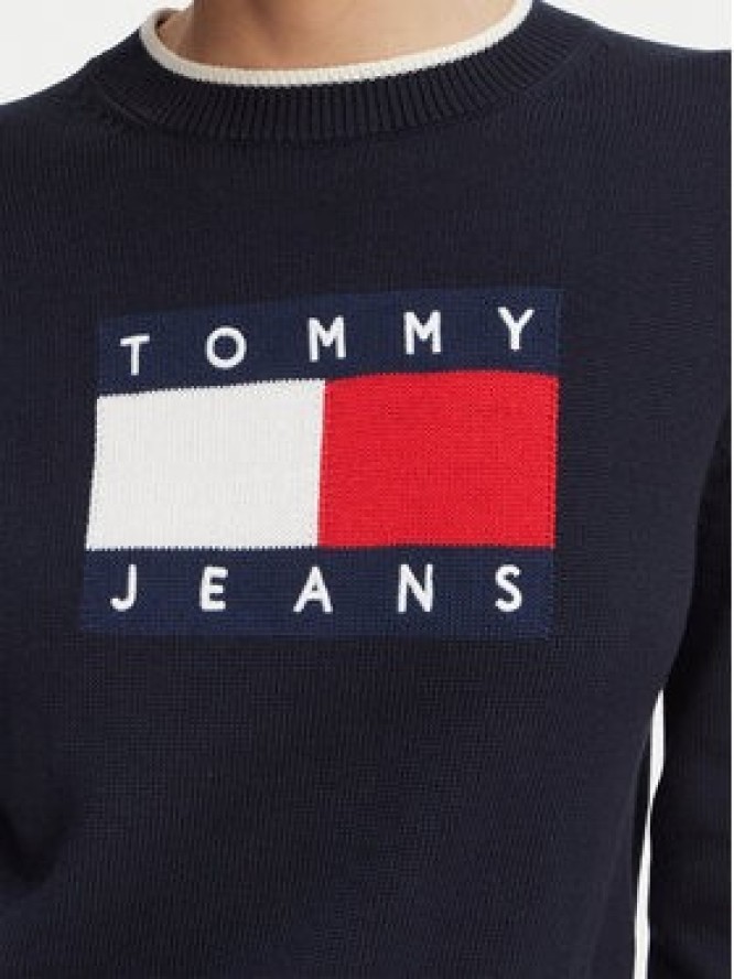 Tommy Jeans Sweter Intarsia Flag Badge DW0DW22316 Granatowy Relaxed Fit