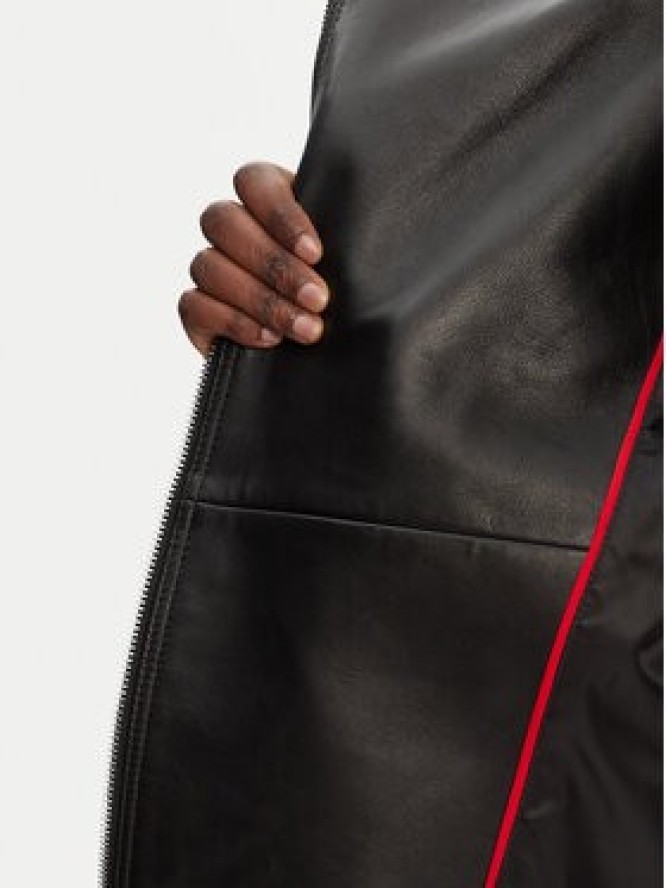 HUGO Kurtka skórzana Laridas 50545066 Czarny Regular Fit