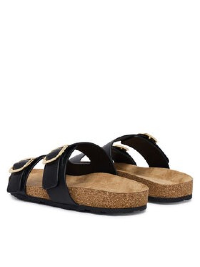 Tommy Hilfiger Klapki Leather Double Strap Cork Sandals FW0FW09118 Czarny